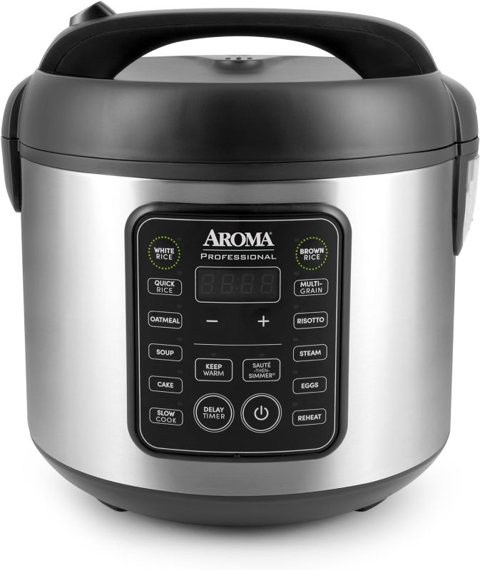 Photo 1 of Aroma Housewares ARC-5200SB 2O2O Model Rice & Grain Cooker, Sauté, Slow Cook, Steam, Stew, Oatmeal, Risotto, Soup, 20 Cup 10 Cup uncooked, Stainless Steel