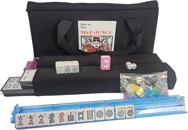 Photo 1 of American Mahjong Set Black Soft Bag 4 Color Pushers/Racks Easy Carry Western Mahjongg