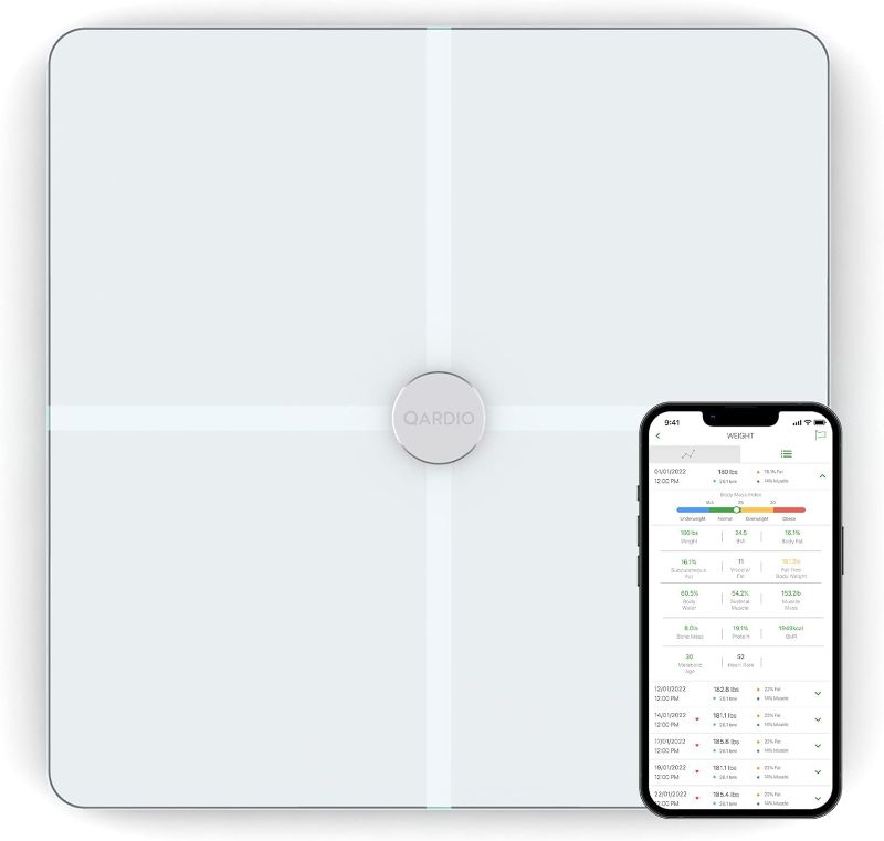 Photo 1 of QardioBase X Smart WiFi Scale and Full Body Composition 12 Fitness Indicators Analyzer. App-Enabled for iOS, Android, iPad, Apple Health. Athlete, Pregnancy and Multi-User Modes.