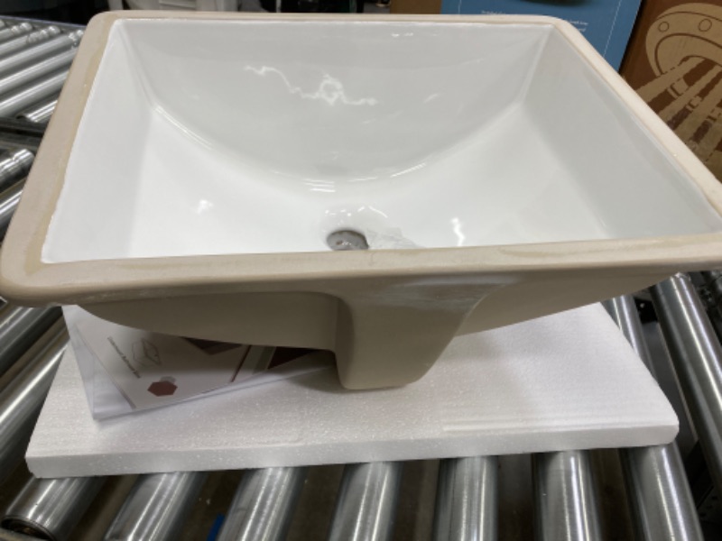 Photo 2 of 18 Inch Undermount Bathroom Sink Small Rectangle Undermount Sink White Ceramic Under Counter Bathroom Sink with Overflow (15.70"x11.69")