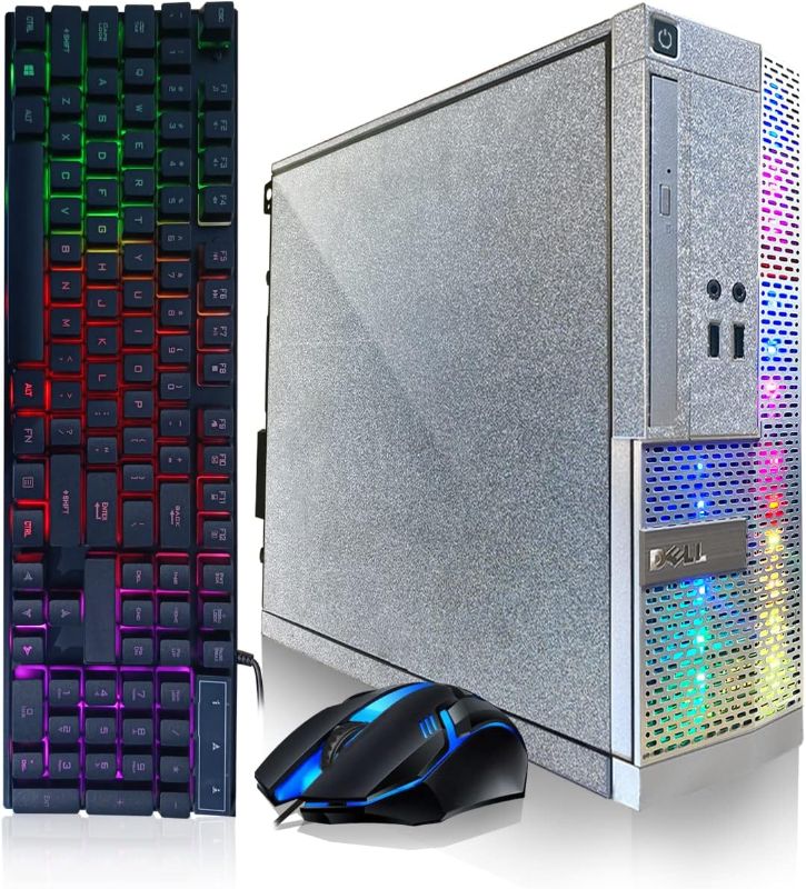 Photo 1 of Dell PC Treasure Box RGB Desktop Computer Intel Quad Core I5 up to 3.6G, 16G, 512G SSD, WiFi & Bluetooth, RGB Gaming PC Keyboard & Mouse, DVD, Windows 10 Pro (Renewed) (Moonlight Silver)