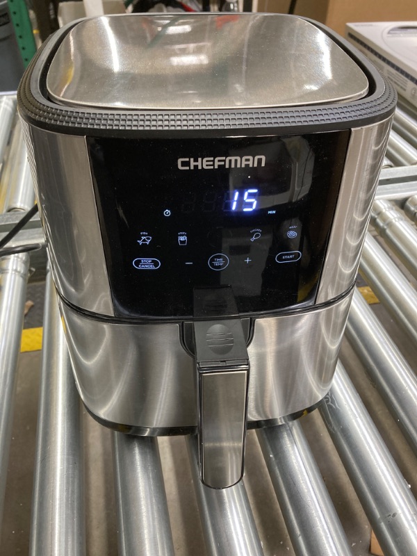 Photo 3 of Chefman TurboFry® Touch Air Fryer, XL 8-Qt Family Size, One-Touch Digital Control Presets, French Fries, Chicken, Meat, Fish, Nonstick Dishwasher-Safe Parts, Automatic Shutoff, Stainless Steel