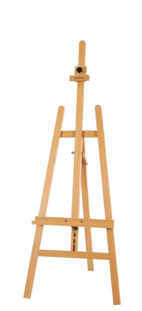 Photo 1 of Adjustable Height Display Easel 57" to 76", Holds Canvas up to 43", Holds 22 lbs, Beech Wood Art Easel for Painting, Easy to Assemble Floor Wooden Easel Stand for Adults, Beginners - Natural