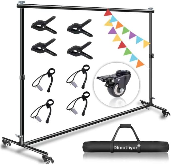 Photo 1 of 10 * 7ft Backdrop Stand, with Wheels, Adjustable Heavy-Duty Backdrop Stand, Banner Background Stand, Backdrop Support System for Parties Photo Photography
