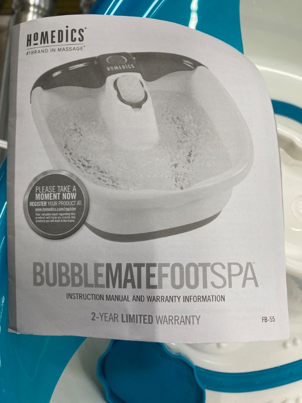 Photo 2 of HoMedics Bubble Mate Foot Spa, Toe Touch Controlled Foot Bath with Invigorating Bubbles and Splash Proof, Raised Massage nodes and Removable Pumice Stone