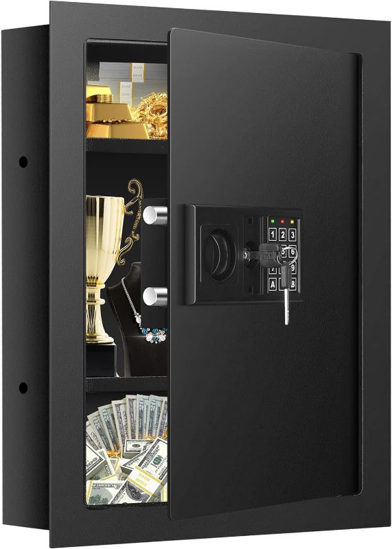 Photo 1 of 25.6" Tall Fireproof Wall Safes Between the Studs 16" Centers, Heavy Duty Electronic Hidden Safe with Removable Shelf, Home Safe for Firearms, Money, Jewelry, Passport