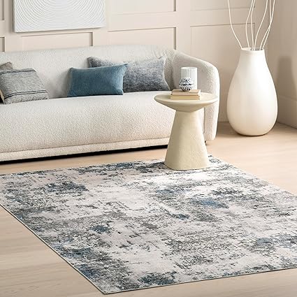 Photo 1 of nuLOOM Dali Abstract Machine Washable Area Rug - 4x6 Machine Washable Area Rug Modern/Contemporary Blue Grey/Ivory Rugs for Living Room Bedroom Dining Room Kitchen