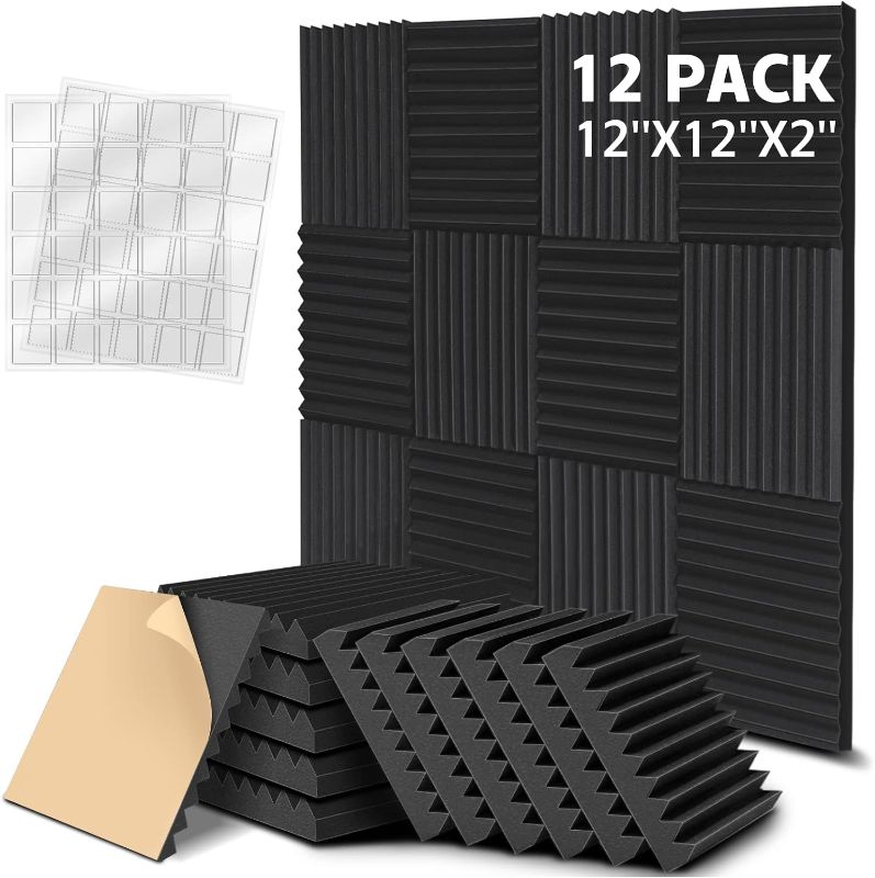 Photo 1 of *STOCK PHOTO FOR REFERENCE* Acoustic Panels with Self-Adhesive 12 Pack Sound Proof Foam Panels for Walls 12"X 12"X 2" High Density Soundproof Wall Panels for Home Office Recording Studio Wall Ceiling to Absorbing Noise