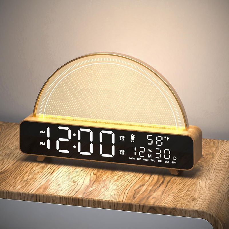 Photo 1 of Sunrise Alarm Clock Sleep Sound Machine Temperature/Calendar Display Wake Up Light with 13 Nature Sounds/Night Lights Dual Alarm Customizable Desk Digital Clock