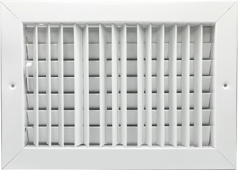 Photo 1 of 12" x 8" Tuttle & Bailey T62 Shutter Damper Single Deflection Grille with Vertical Face Bars and Gang-Operated Dampers, White Finish, 22 Gauge Steel