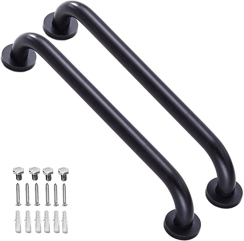 Photo 1 of 2 Pack 16 Inch Matte Black Shower Grab Bar,ZUEXT Stainless Steel Wall Mount Safety Grab Bar Handle,Bathroom Balance Bar, Safety Hand Rail Support - Handicap, Elderly, Injury, Senior Assist Bath Handle