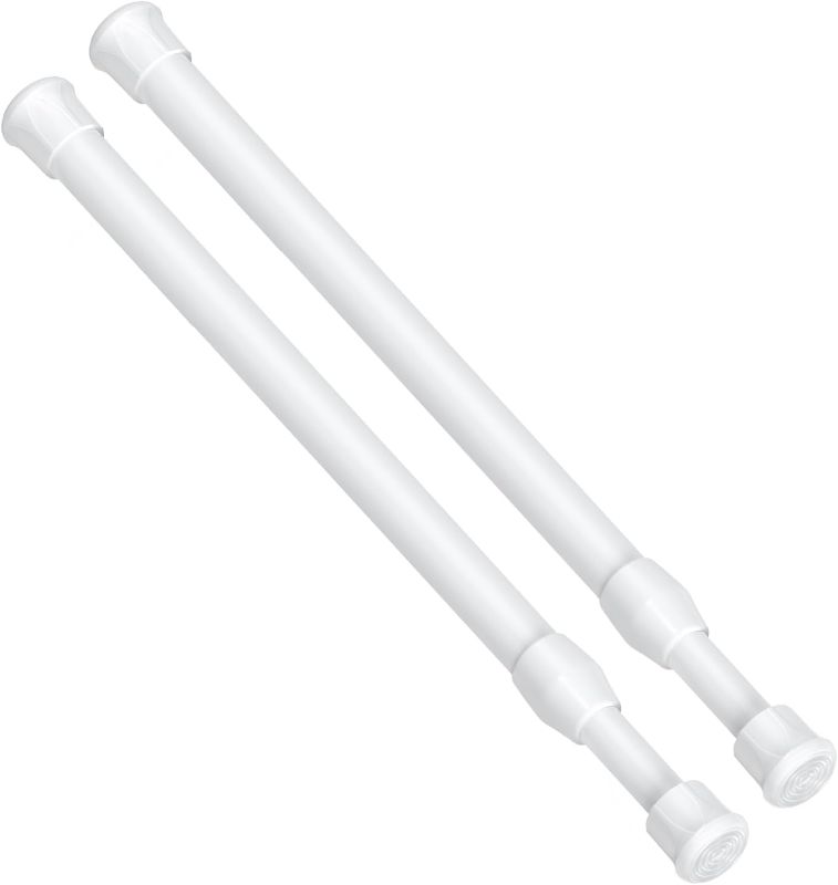 Photo 1 of AIZESI 2PCS Small Tension Rod 12 to 20 inch white tension rod short tension rod spring tension rod kitchen curtain rod short curtain rod mini tension rods mini curtain rods cupboard rod