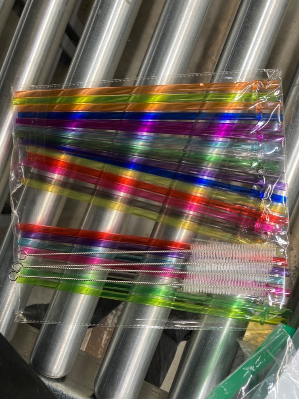 Photo 2 of 24 PCS, Reusable Straws with 4 Brushes, 10.5" Long Tritan Hard Plastic Straws, 12 Colors Translucent Replacement Drinking for 16OZ-32 OZ Tumblers, Cups, Jars, Stanley, YETI, Starbucks, BPA Free