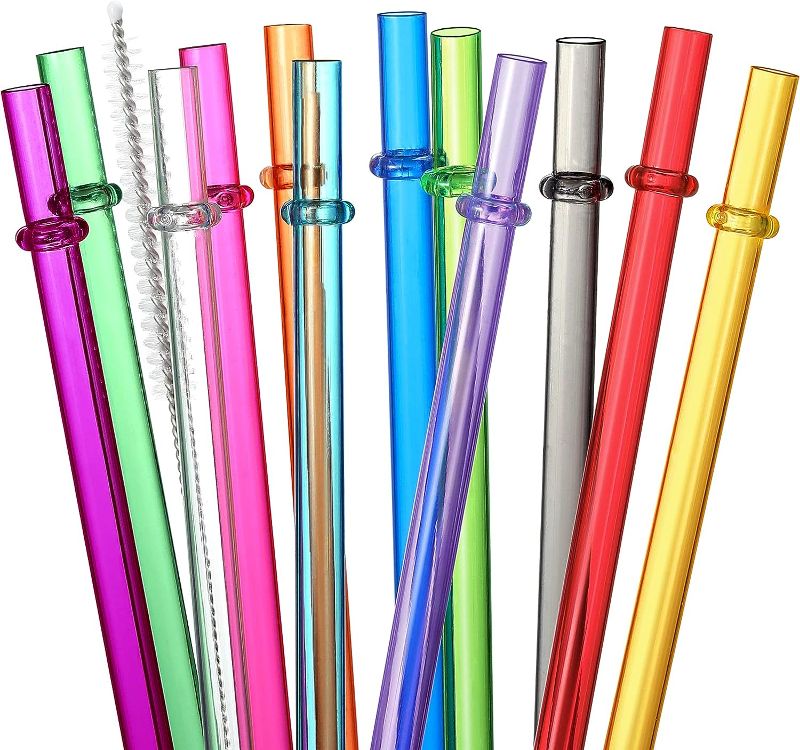 Photo 1 of 24 PCS, Reusable Straws with 4 Brushes, 10.5" Long Tritan Hard Plastic Straws, 12 Colors Translucent Replacement Drinking for 16OZ-32 OZ Tumblers, Cups, Jars, Stanley, YETI, Starbucks, BPA Free