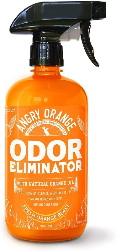 Photo 1 of Angry Orange Pet Odor Eliminator for Strong Odor - Citrus Deodorizer for Strong Dog or Cat Pee Smells on Carpet, Furniture & Indoor Outdoor Floors - 24 Fluid Ounces - Puppy Supplies