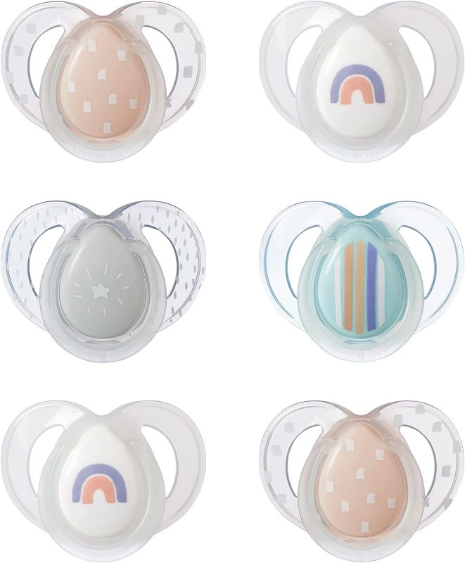 Photo 1 of Tommee Tippee Night Time Glow in The Dark Pacifiers, Symmetrical Design, BPA-Free Silicone (6-18 Months, 6 Count), multicoloured, 433553