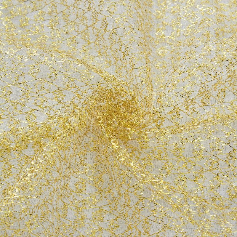 Photo 1 of 55 Inch Gold Metallic Mesh Fabric Shiny Gold Thin Mesh Gold Stretch Net Tulle Fabric for Party Birthday Wedding Wreath Swags and Christmas Tree Tables Decoration (Gold, 1 Yard (35x55 in))