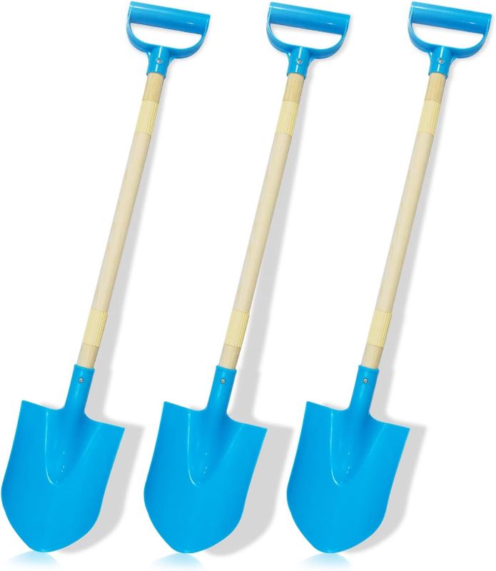 Photo 1 of Kids Beach Shovels for Digging Sand, Beach Toys Gifts for Kids 3-10, 31" Long Plastic Shovel Spade & D-Handle, Adjustable Length, 3PACK