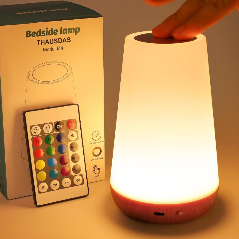 Photo 1 of THAUSDAS Night Light, Dimmable Touch Lamp for Bedroom, Portable Table Bedside Lamp, 5 Brightness & 13 RGB Colors, Night Lights for Bedroom/Baby Nursery/Bathroom/Hallways/Living Room
