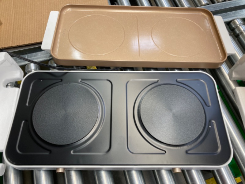 Photo 4 of 2-in-1 Electric Griddle & Cooktop,2 Cooking Zone with Adjustable Temperature,1800W Countertop Burners with Removable Griddle Pan Non-stick Golden Griddle Pan