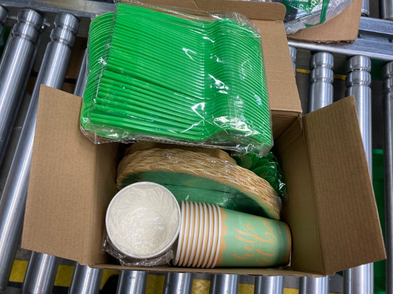 Photo 1 of 324 Pcs Sage Green Birthday Party Decorations Birthday Party Supplies Serves 36 Baby Shower Dinner Plates for Kids Disposable Plates Cups and Napkins for Baby Shower Children's Birthday