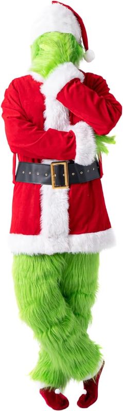 Photo 1 of Christmas Green Big Monster Costume, 8 Pieces, Luxury Green Furry Santa Suit for Men and Women Suit 2XL-3XL