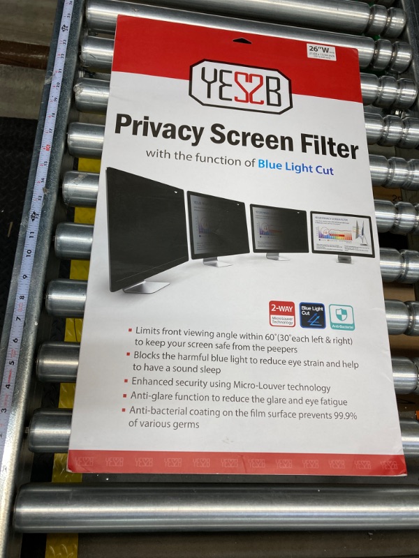 Photo 2 of YES2B 26 Inch Monitor Privacy Screen Filter for 16:10 Widescreen Display - Computer, Monitor, Desktop PC, Anti Spy, Blue Light Blocking and Anti Glare Protector, Anti-Peeping Shield, Made in Korea 26 inch WIDESCREEN (16:10)