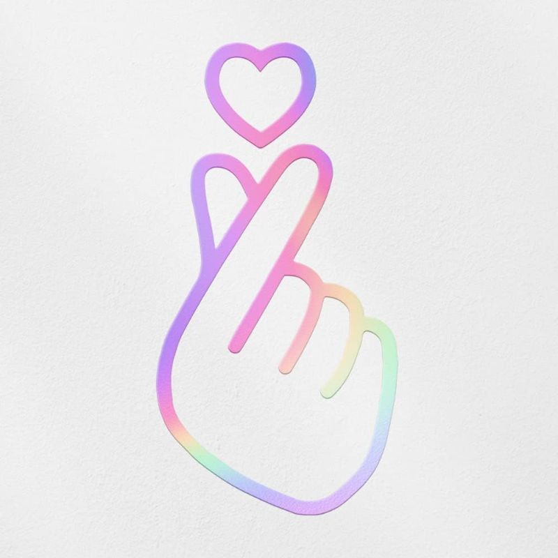 Photo 1 of Decal Stickers of Korean Finger Heart (Hologram) (Set of 2) Premium Waterproof Vinyl Decal Stickers for Laptop Smartphone Car Dirt Bike Wall Room Mason Jar Bathtub Doo