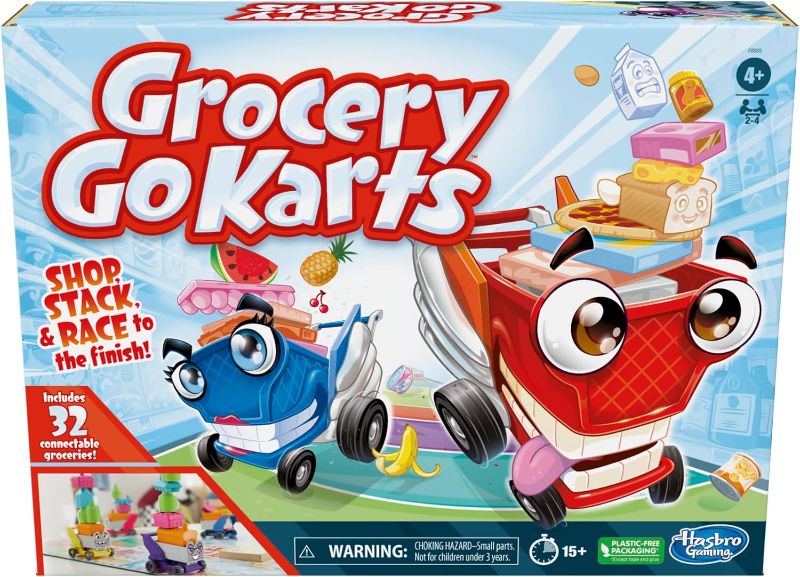 Photo 1 of Hasbro Gaming Grocery Go Karts Board Game for Preschoolers and Kids Ages 4 and Up, Building Game with Mini Groceries, Preschool Games for 2-4 Players