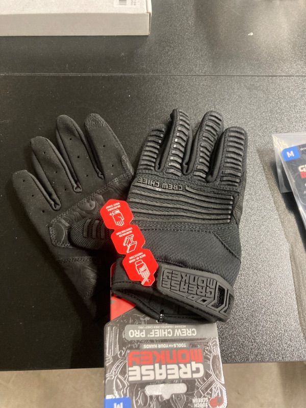 Photo 1 of Grease Monkey Medium Crew Chief Pro Automotive Gloves, Black