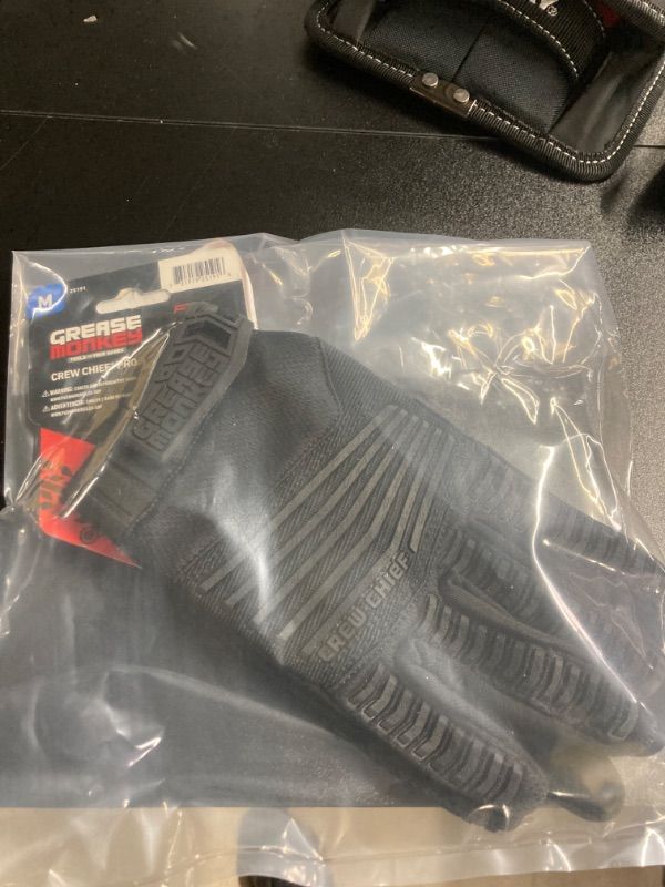 Photo 1 of Grease Monkey Medium Crew Chief Pro Automotive Gloves, Black