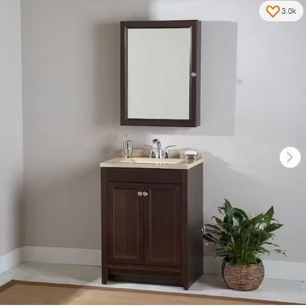 Photo 1 of ***MISSING MARBLE TOP*** Delridge 25 in. W x 19 in. D x 35 in. H Single Sink Bath Vanity in Chocolate with Caramel Cultured Marble Top