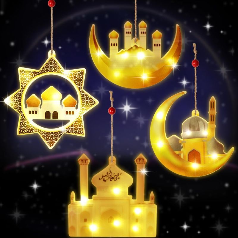 Photo 1 of *Not Exact Photo** Ramadan Lights Decorations, Ramadan Decorations for Home?Eid Mubarak Decorations Battery Operated Muslim Star Moon and Castle Hanging Lights, Ramadan Gifts Ramadan Decor for Home Outdoor