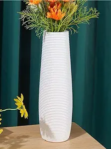 Photo 1 of 3 Pcs Round Flower Vase, Frosted Glass Cylinder Vase with Threaded Design, Transparent for Home Decor, Wedding Centerpiece, Office Decoration (White) **Not Exact Photo**
