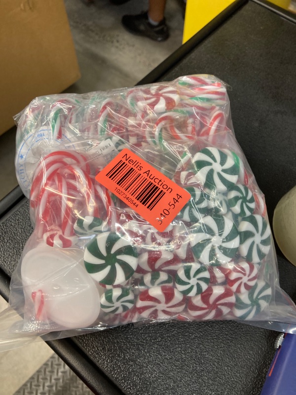Photo 1 of 120Pcs Candy Cane Decorations Plastic Candy Cane Tree Hanging Decoration Candy Cane Ornament for Tree Decor Home Indoor Outdoor Party Favor, (Red, White and Green)2 Pack 