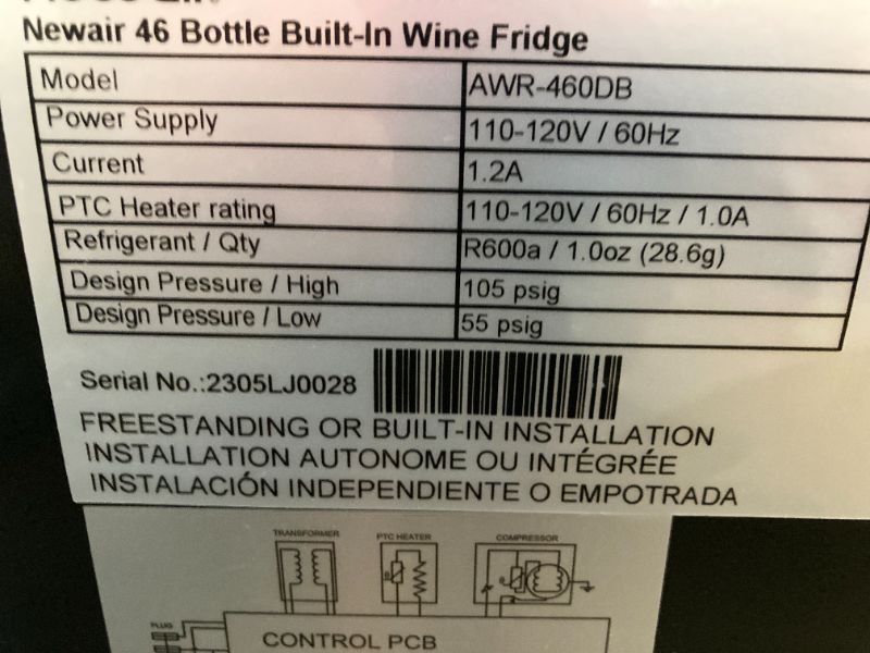 Photo 6 of **SEE NOTES*** NewAir Dual Zone 46-Bottle Built-In Compressor Wine Cooler Fridge Quiet Operation and Beech Wood Shelves - Stainless Steel