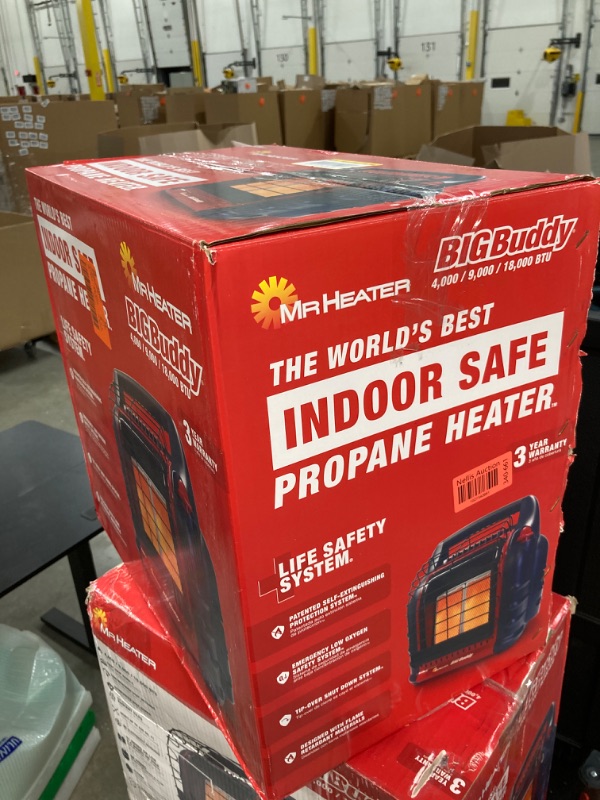 Photo 5 of 18,000 BTU Big Buddy Portable Propane Heater (No Fan),Red, Tip-over Protection|Low-Oxygen Safety Shutoff|Portable