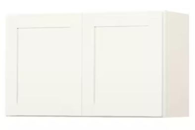 Photo 1 of ***MINOR DAMAGE*** Hampton Bay Westfield Feather White Shaker Stock Assembled Wall Kitchen Cabinet (30 in. W x 12 in. D x 18 in. H)