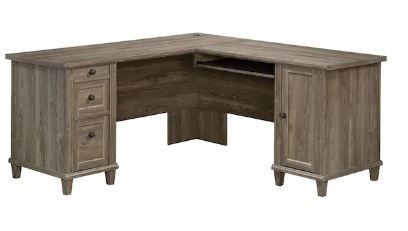 Photo 1 of SAUDER
66 in. L-Shaped Emery Oak 3 Drawer Computer Desk with Keyboard Tray