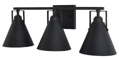 Photo 1 of ***SEE NOTES***  Insdale 3-Light Matte Black Modern Industrial Bathroom Vanity Light with Metal Shades
