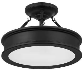 Photo 1 of **SEE NOTES**   Grafton 15 in. 3-Light Coal Semi-Flush Mount Ceiling Light
