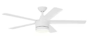 Photo 1 of **CHECK NOTES**    Merwry 52 in. Integrated LED Indoor White Ceiling Fan with Light Kit and Remote Control
