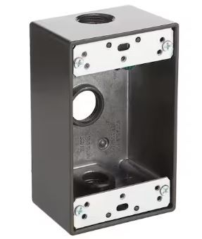 Photo 1 of 1-Gang 3-Outlets 1/2 in. Threaded Weatherproof Box, Bronze