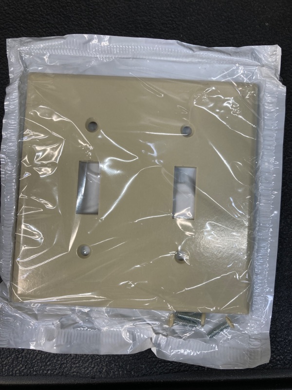 Photo 2 of ***CHECK NOTES***    Leviton 86009 2-Gang Toggle Device Switch Wallplate, Standard Size, Thermoset, Device Mount, Ivory