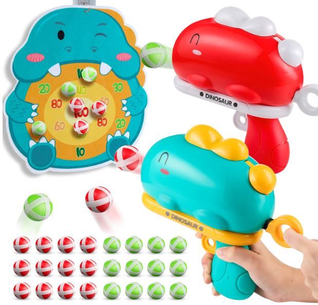 Photo 1 of 2 Pcs Outdoor Dinosaur Toys Gifts for Kids 3 4 5 6 Year Old Boys Girls, Target Shooting Games, Birthday Toys for Boys Kids Ages 3-5 6-8 (Green and Red)
