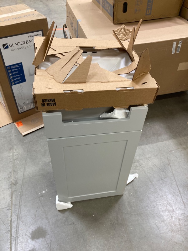 Photo 2 of 18.25 in. W x 16.68 in. D Bath Vanity in Pearl Gray with Cultured Marble Vanity Top in White with White Basin