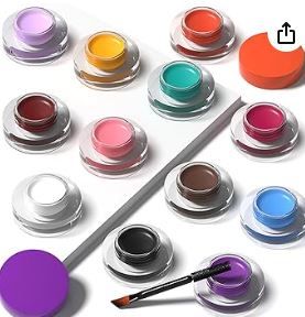 Photo 1 of 2 Pack Color Eyebrow Pomade Gel Eyeliner Cream Eyeshadow Long Lasting Waterproof Matte Eyebrow Pomade Gel Eyeliner Eyeshadow with Brush for Daily or Cosplay (Color 14 & 11)