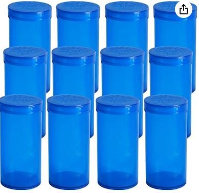 Photo 1 of 120pc Plastic Empty Prescription Vial, Waterproof Airtight Joint Pill Bottles with Pop Top Caps Medicine Container (19 Dram, Blue Transparent)
