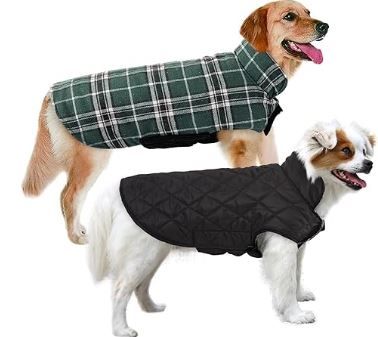 Photo 1 of MIGOHI Dog Jackets for Winter, Reversible Dog Coat Windproof Waterproof Dog Winter Jackets for Cold Weather, British Style Plaid Dog Coats Warm Dog Vest for Small Medium Large Dogs, Green XS
