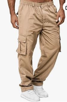 Photo 1 of AIFARLD Men's Cargo Pants with Pockets Cotton Hiking Sweatpants Casual Athletic Jogger Sports Outdoor Trousers Relaxed Fit Large